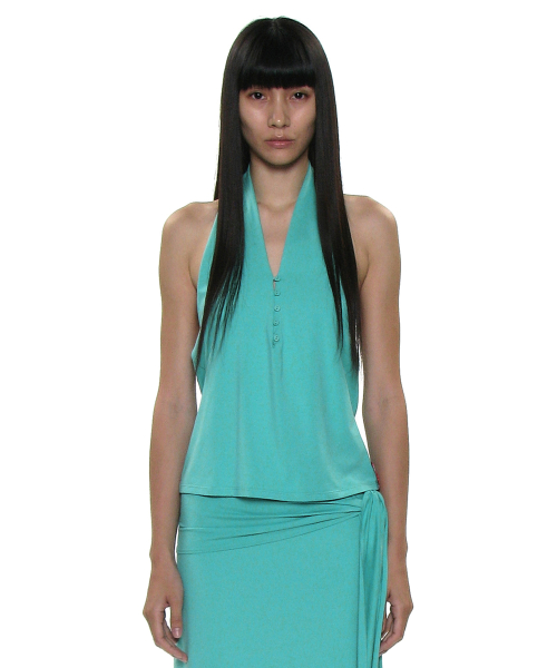 PWC Button-Up Jersey Halter Neck Top