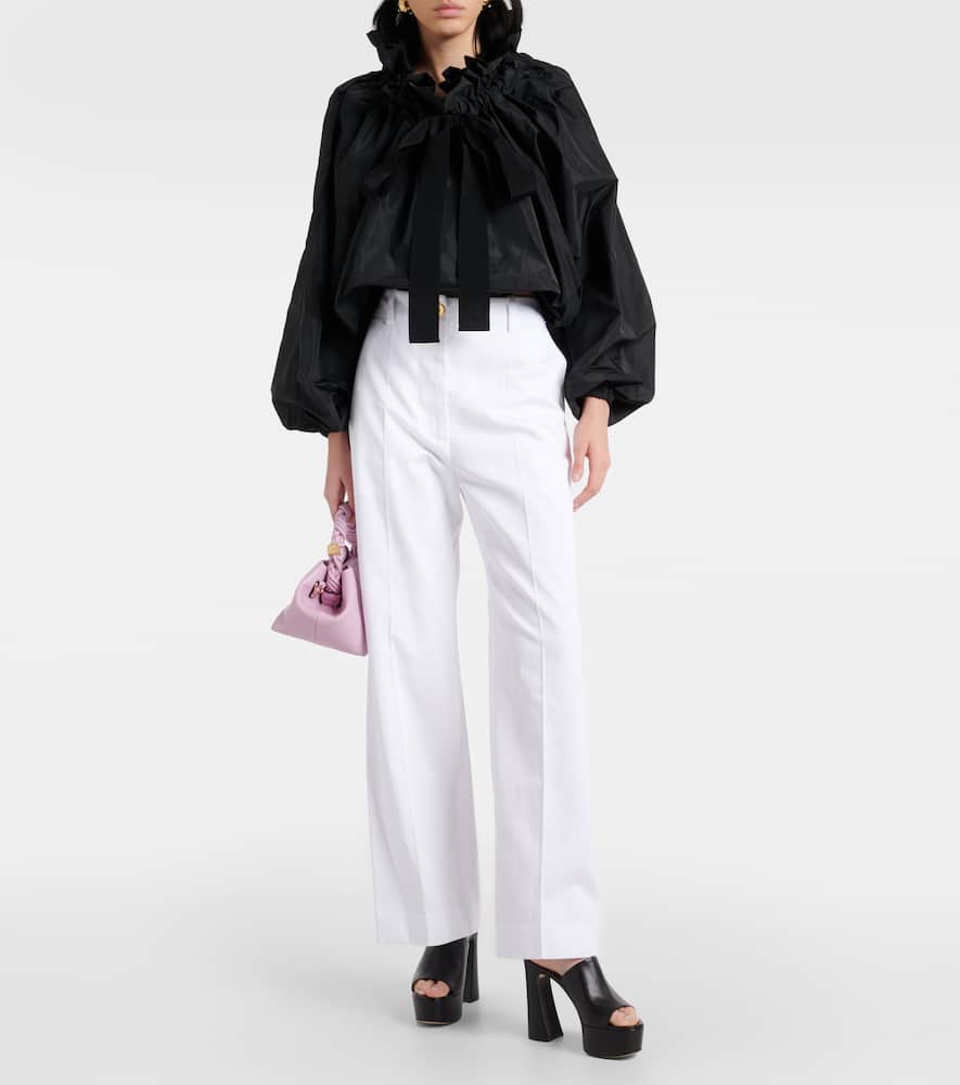 Mid-rise cotton wide-leg pants