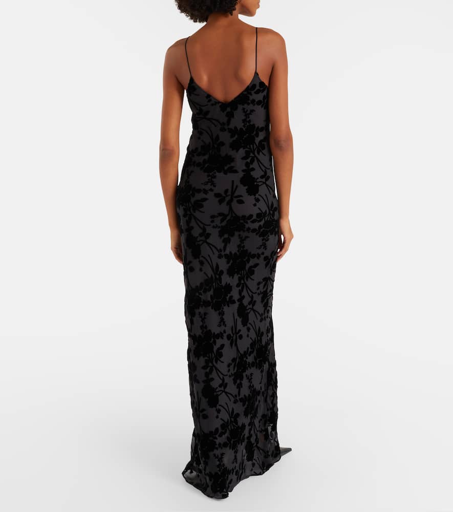 Devoré floral velvet gown