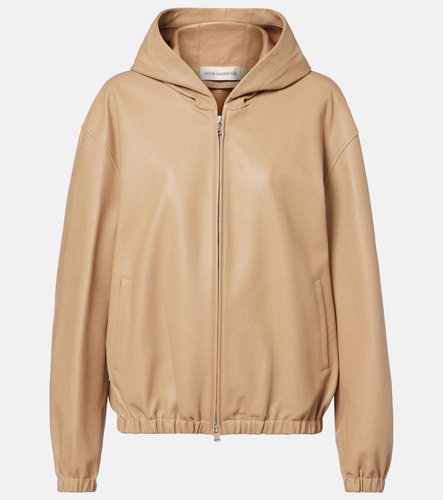 Leo leather zip-up hoodie