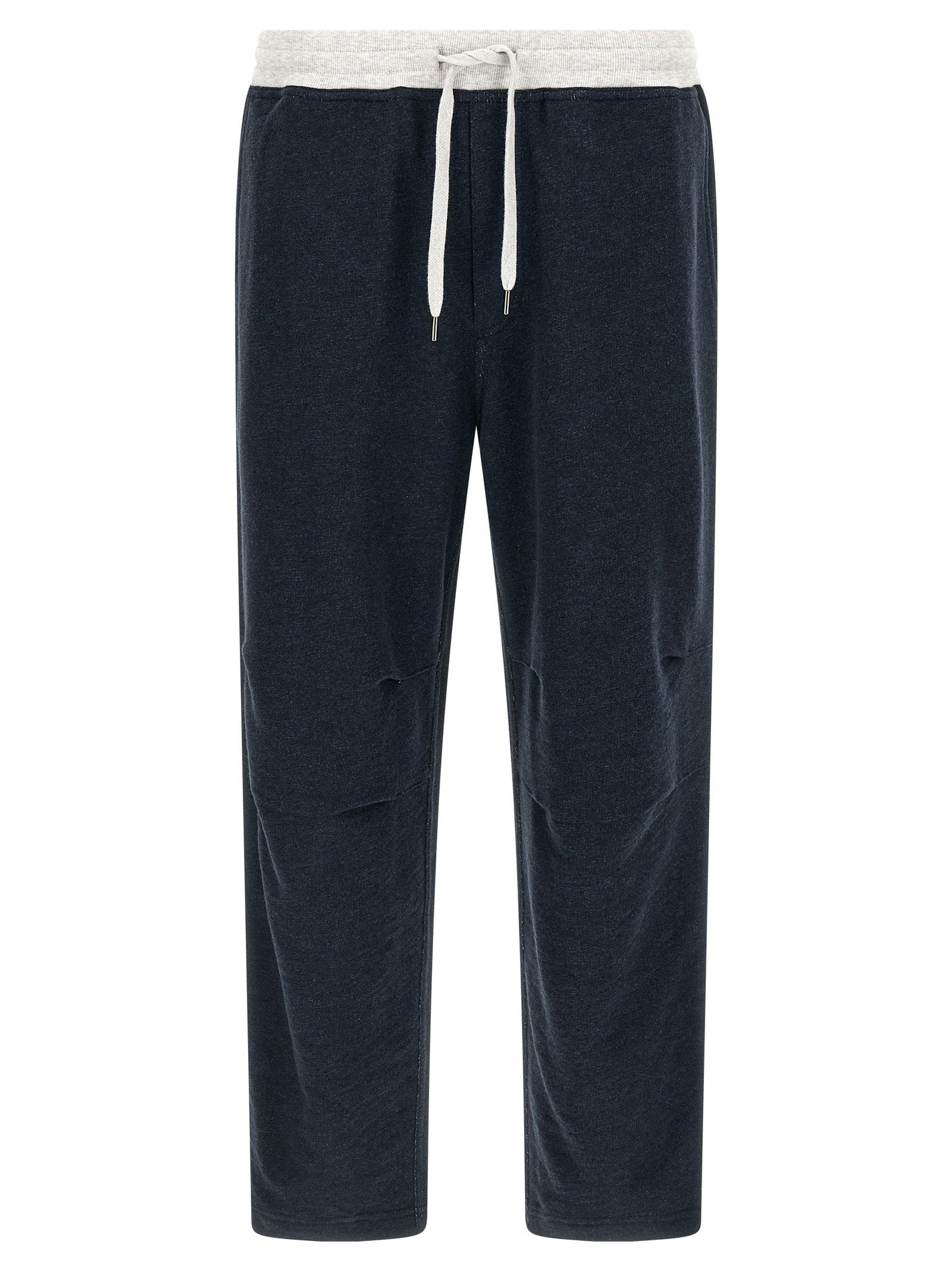 Mélange Gauze Cotton and Linen Blend Joggers — Navy