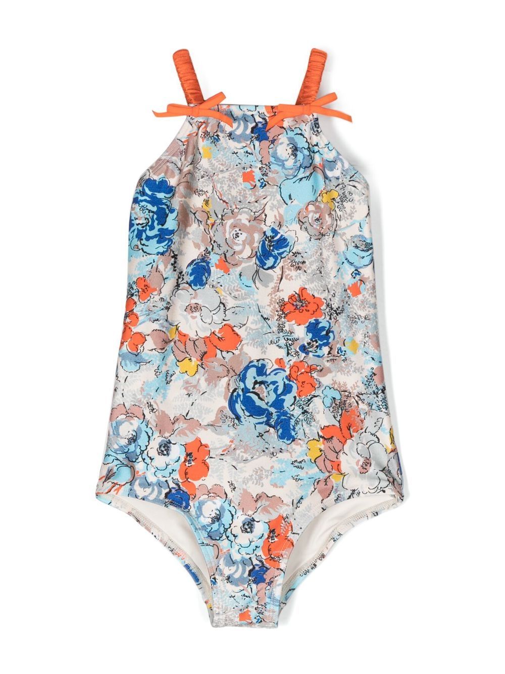 Floral-print stretch swimsuit - Blue