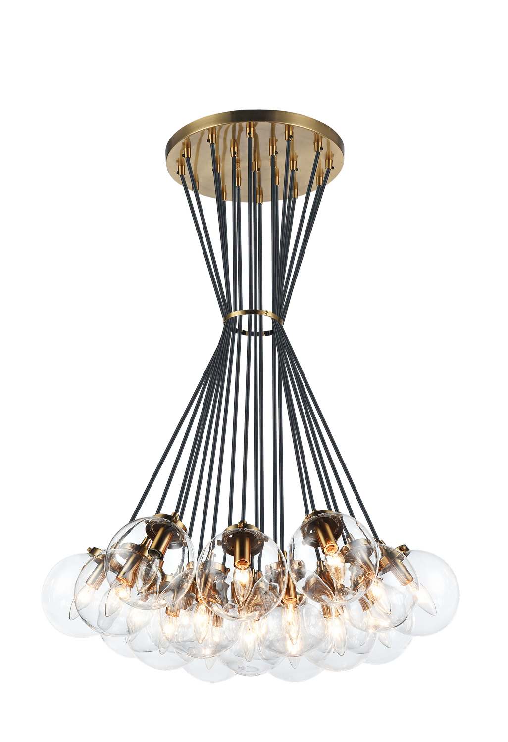 Aged Gold Brass 19 Light Chandelier from the The Bougie Collection