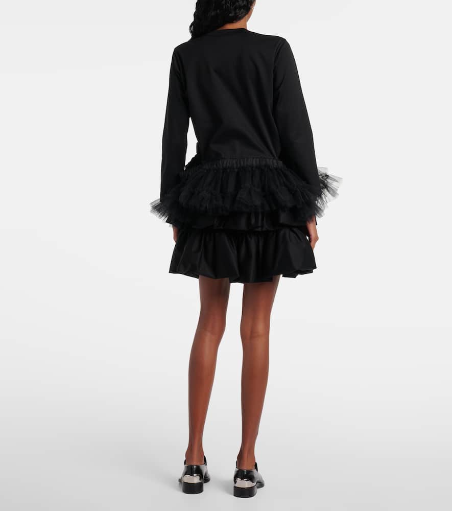 Noir Kei Ninomiya Tulle-trimmed cotton jersey top