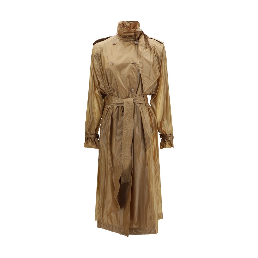 Translucent Polyamide Trench Coat — Beige