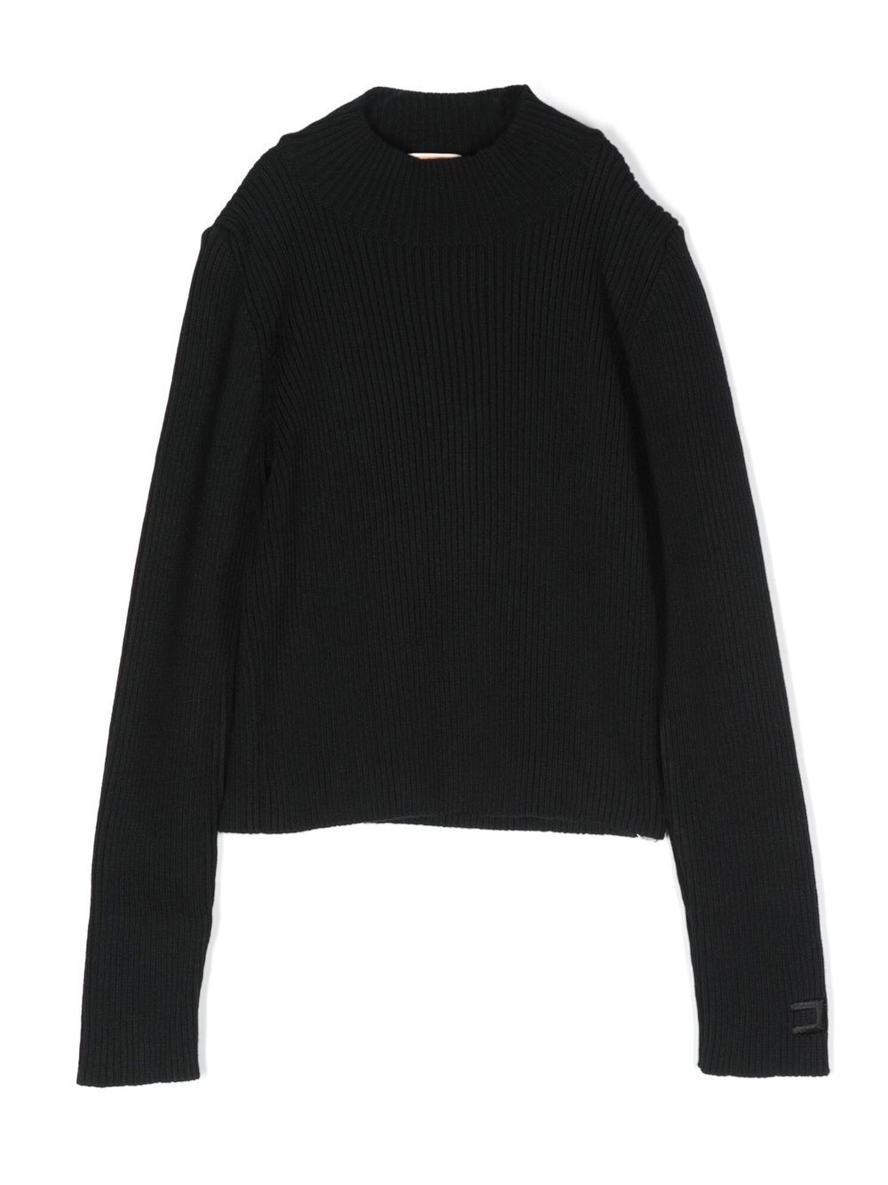 Mock-neck ribbed knit jumper - Black