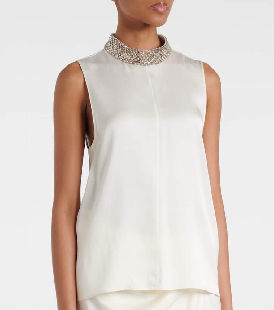 Sequined silk satin top