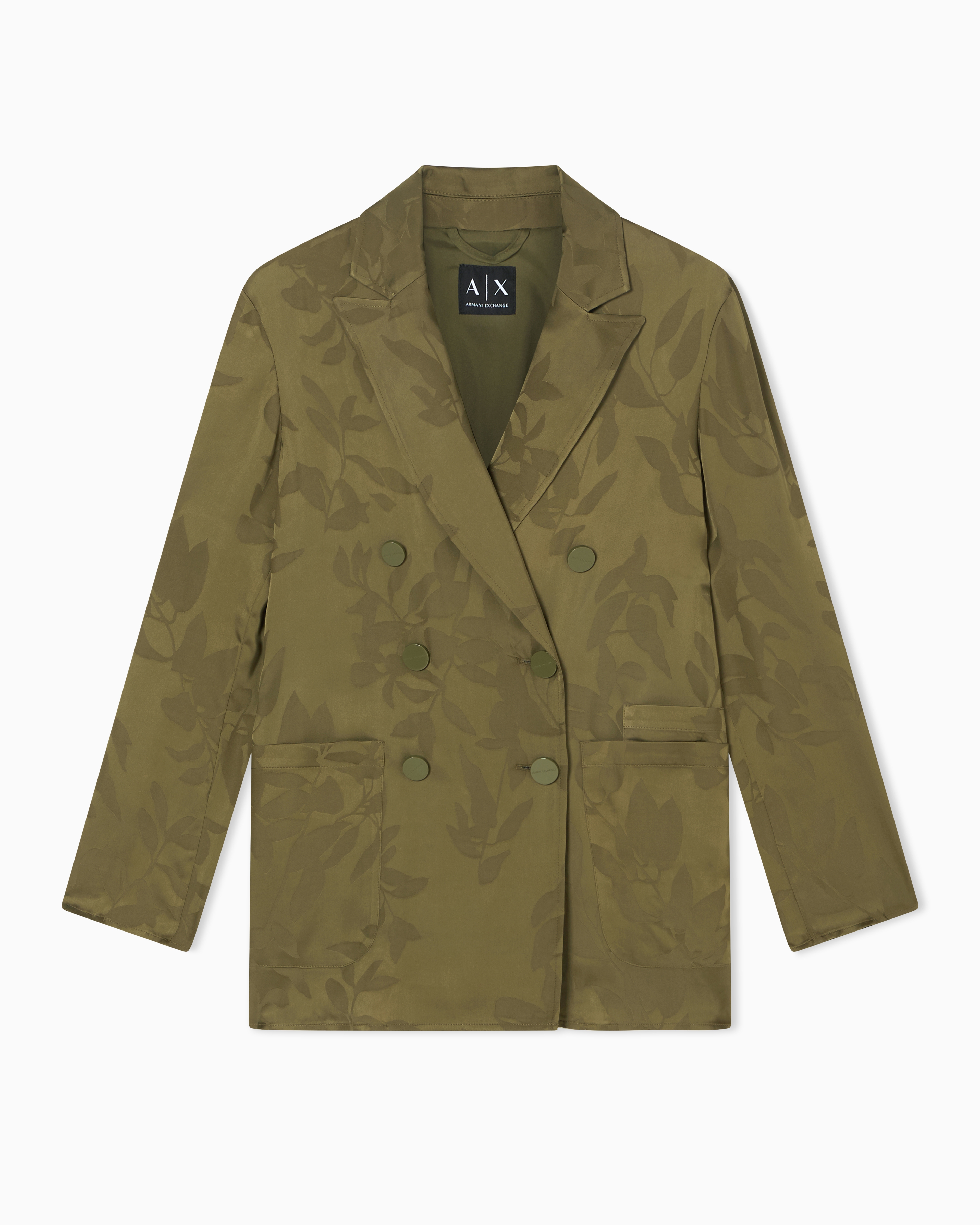 Elegant Double-Breasted Floral Jacquard Jacket