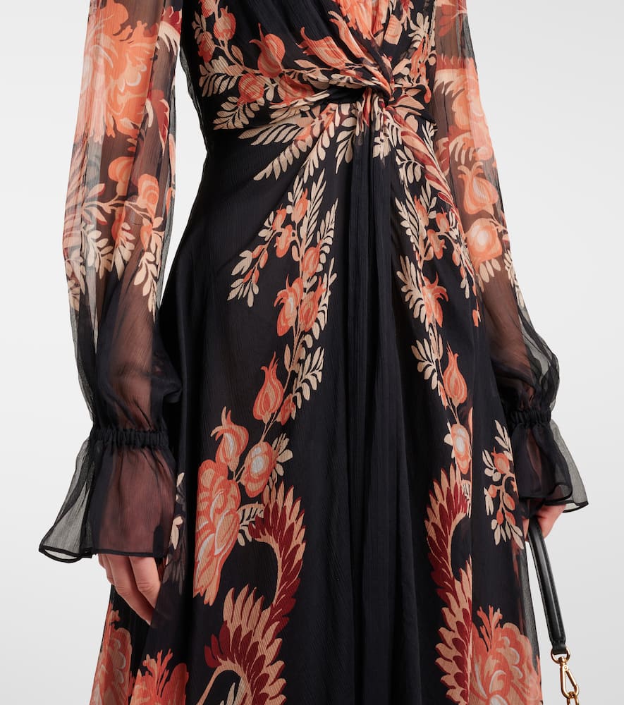 Floral silk midi dress