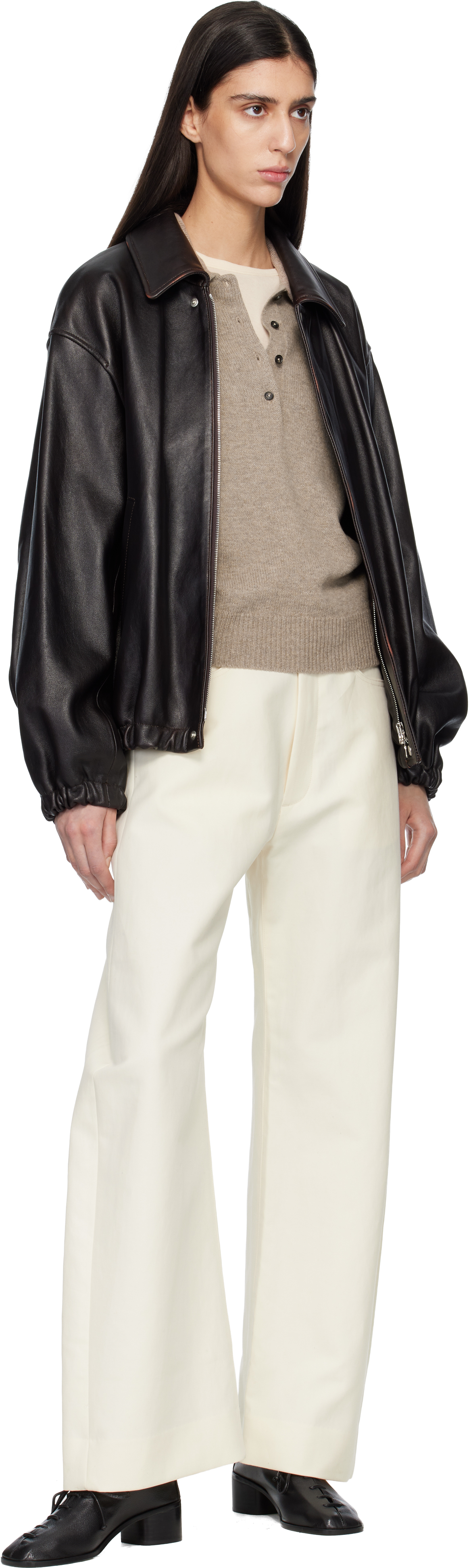 Off-White Double Weave Cotton Round Trousers