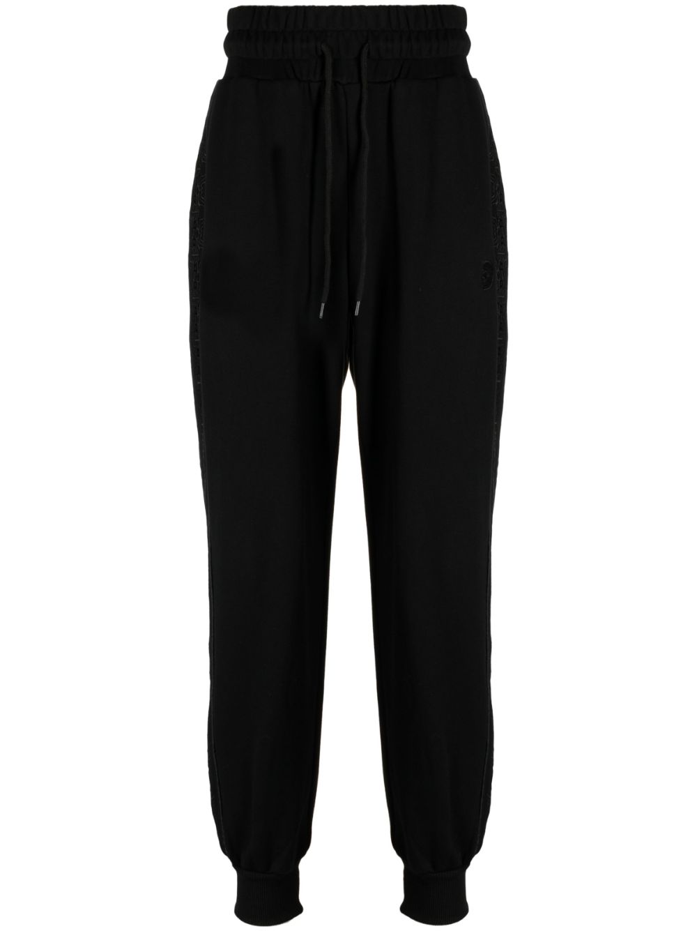 Side-stripe cotton track pants - Black