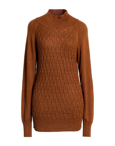 Woman Turtleneck Brown Size S Viscose, Polyester, Polyamide