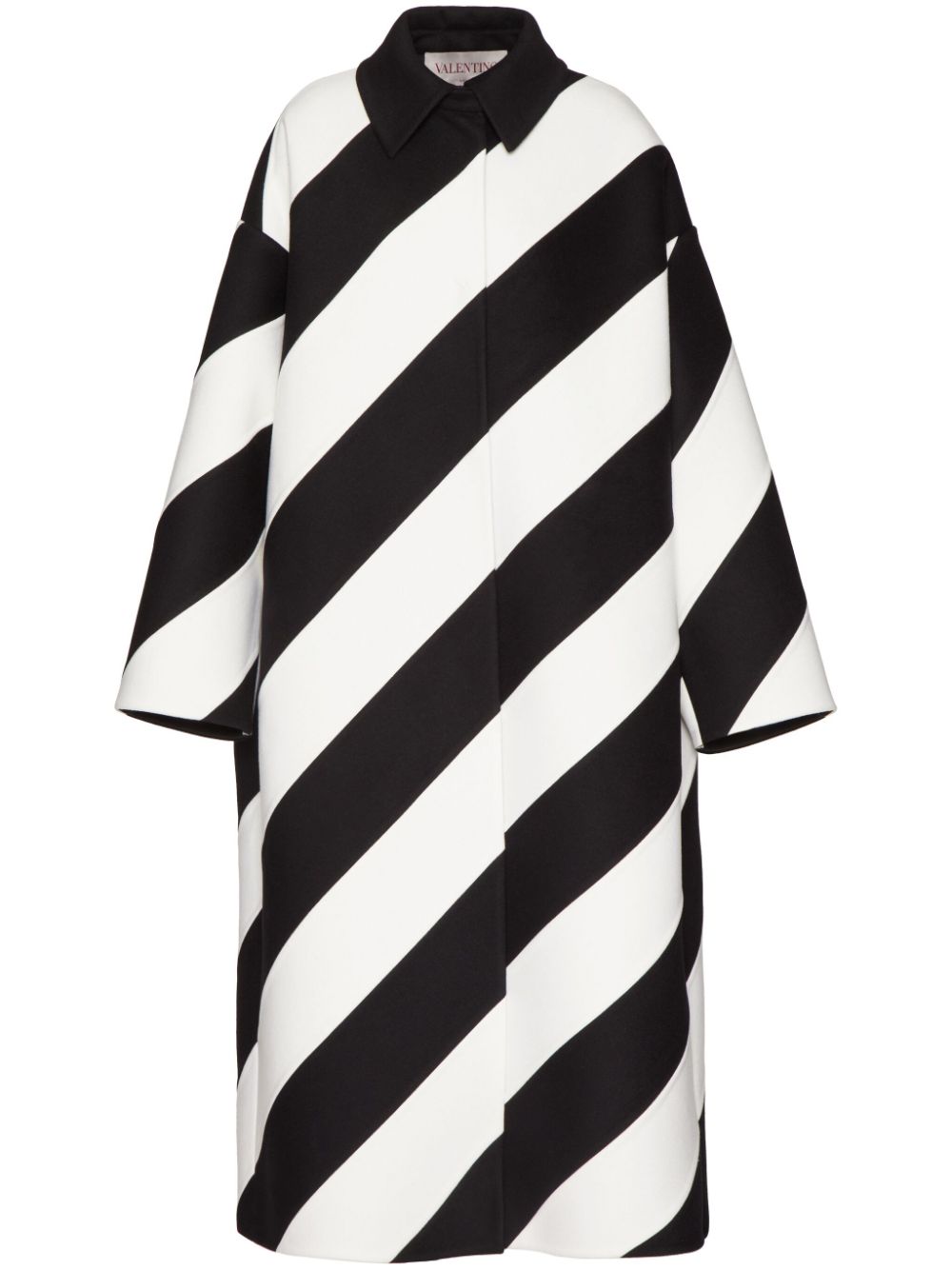 Stripe-pattern virgin wool-blend coat - Black