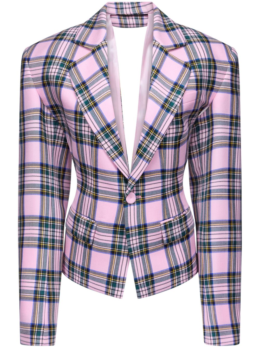Heart draped cutout checked blazer - Pink