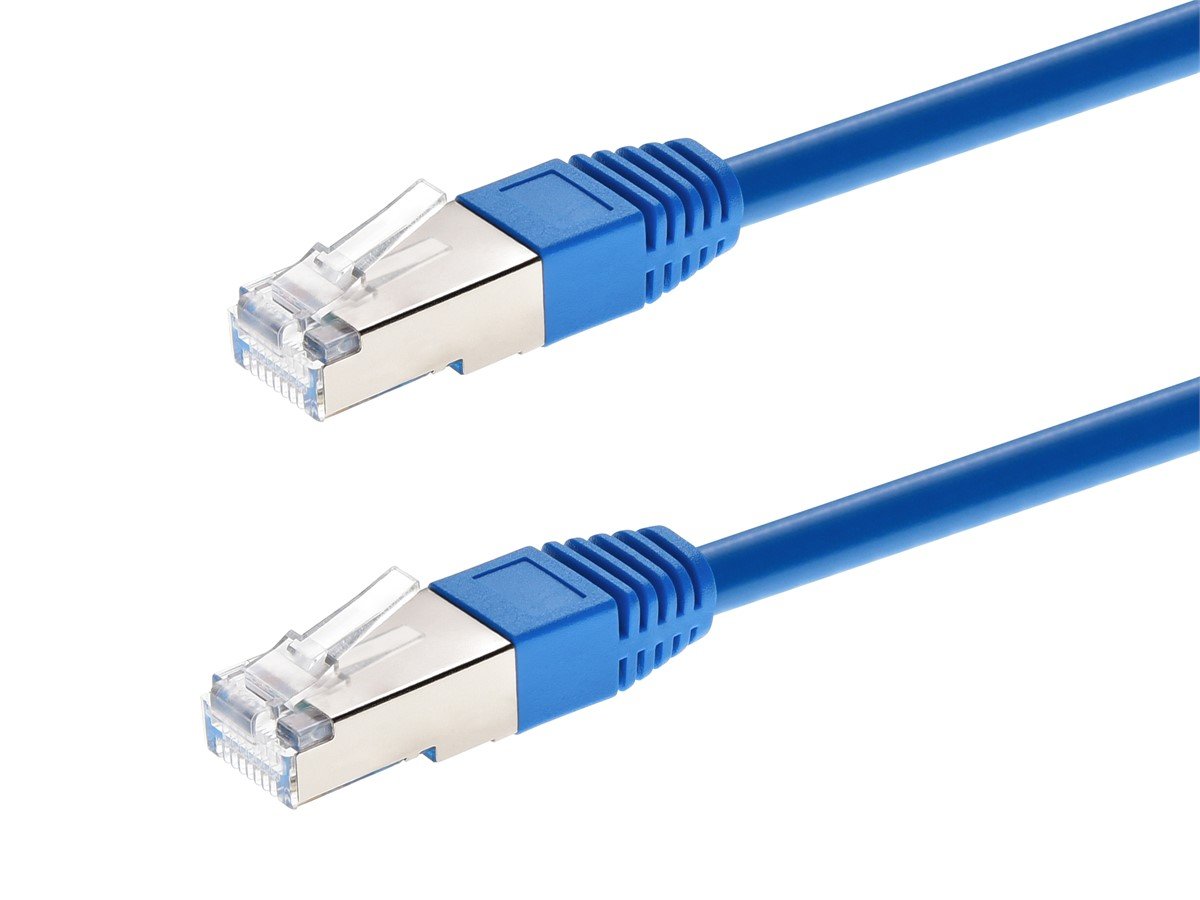 Cat6A 3ft Blue Patch Cable,  Double Shielded (S/FTP), 26AWG, 10G, Pure Bare Copper, Molded RJ45, Entegrade Series Ethernet Cable
