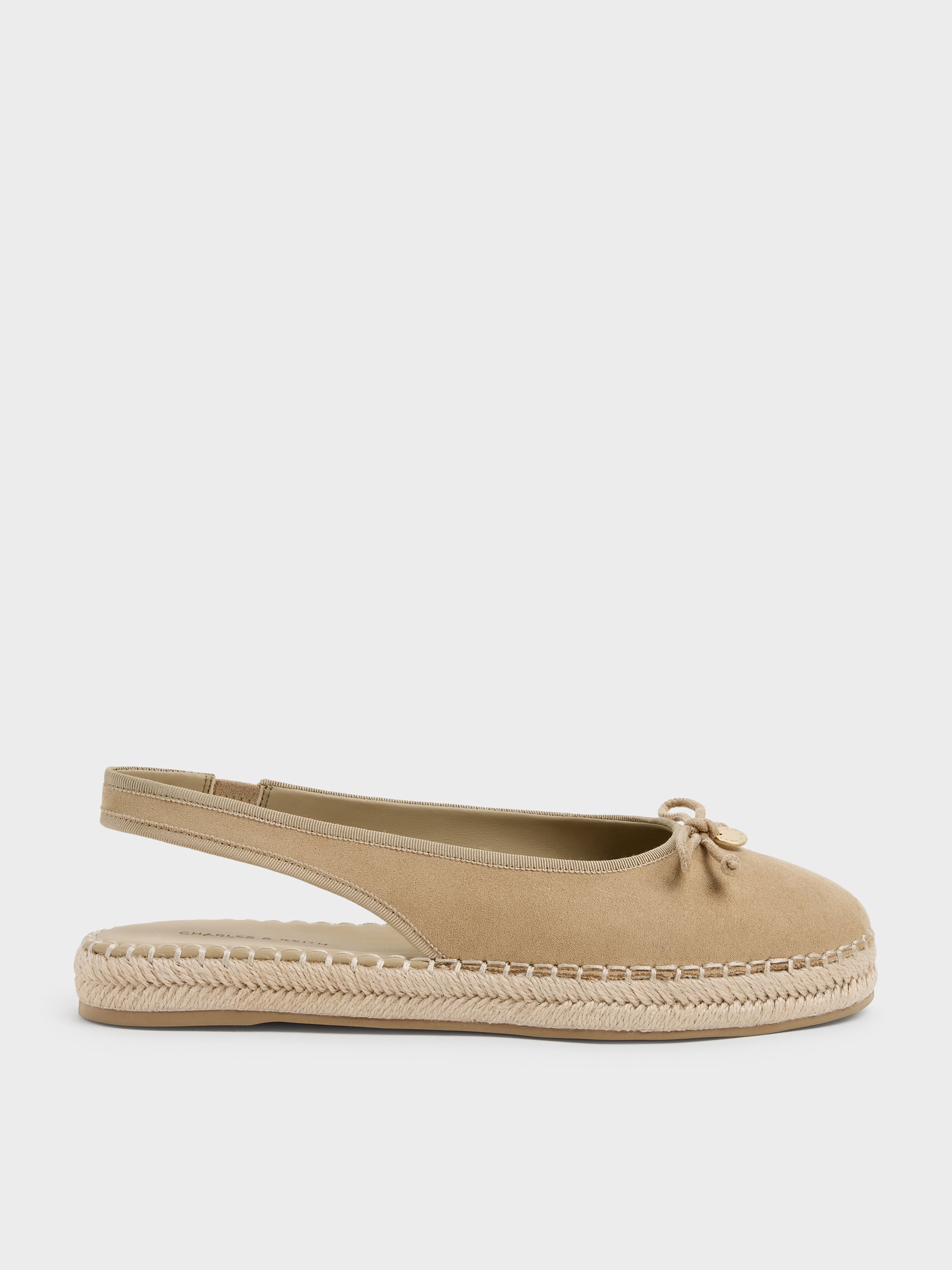 Charles & Keith - Faux Suede Bow Slingback Espadrilles