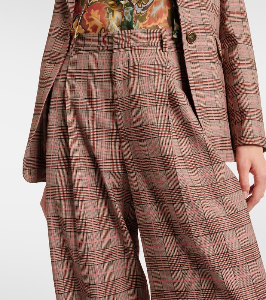 Checked high-rise wide-leg pants