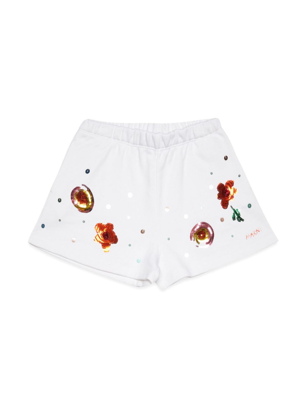Sequinned fleece shorts - White