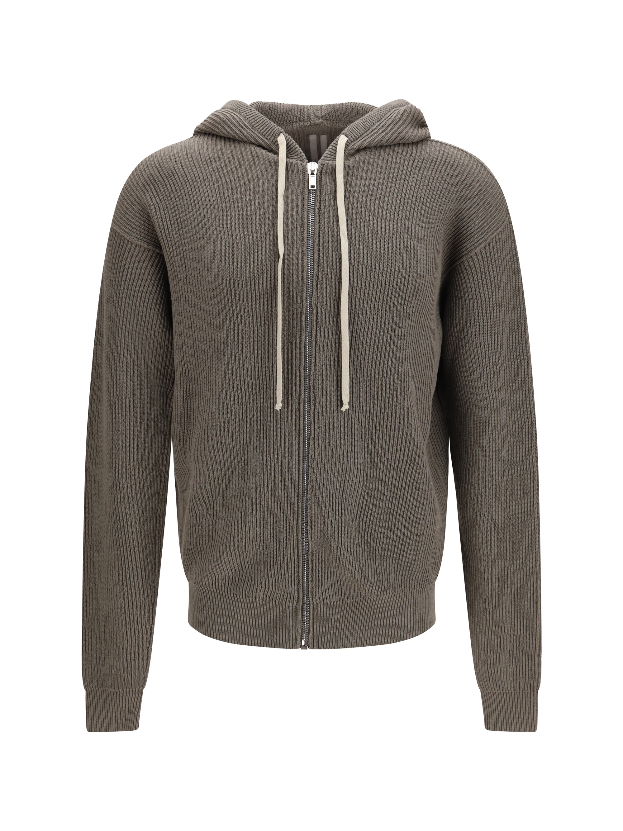 Ribbed Virgin Wool Hoodie — Gray