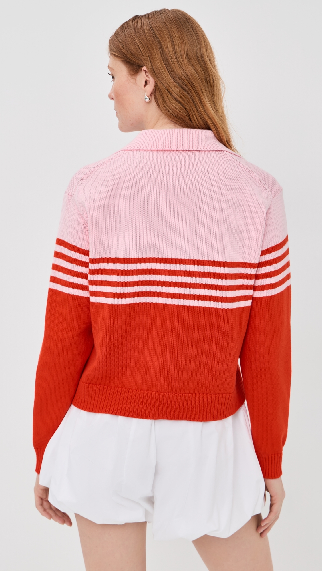 Jules Knit Polo Sweater Lobster Stripe