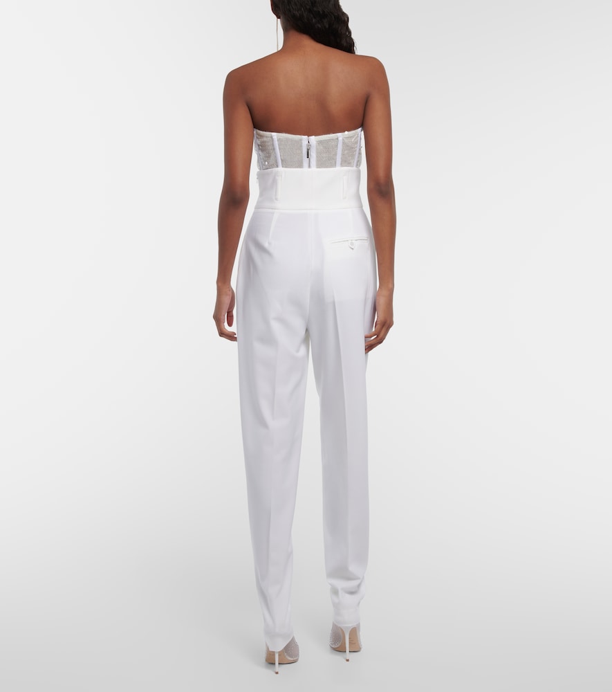 Bridal straight wool-blend pants
