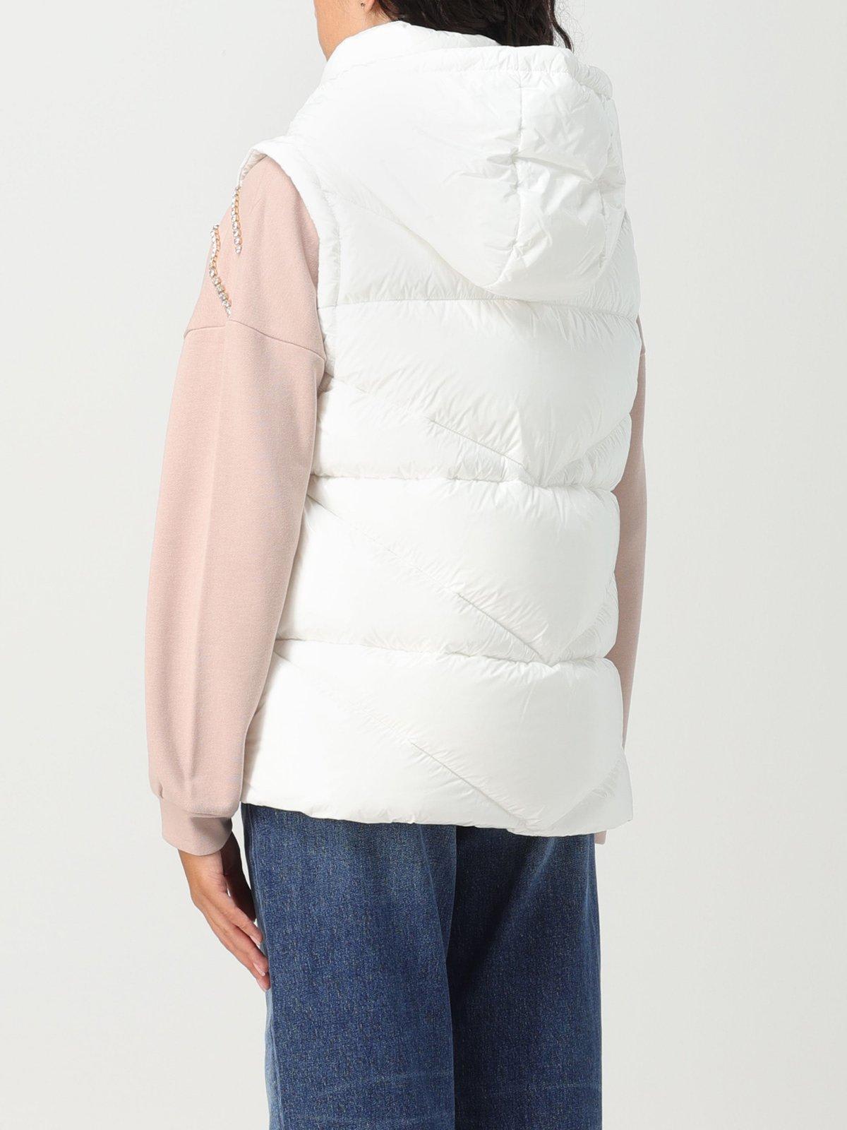 Padded detachable-hood waistcoat - White