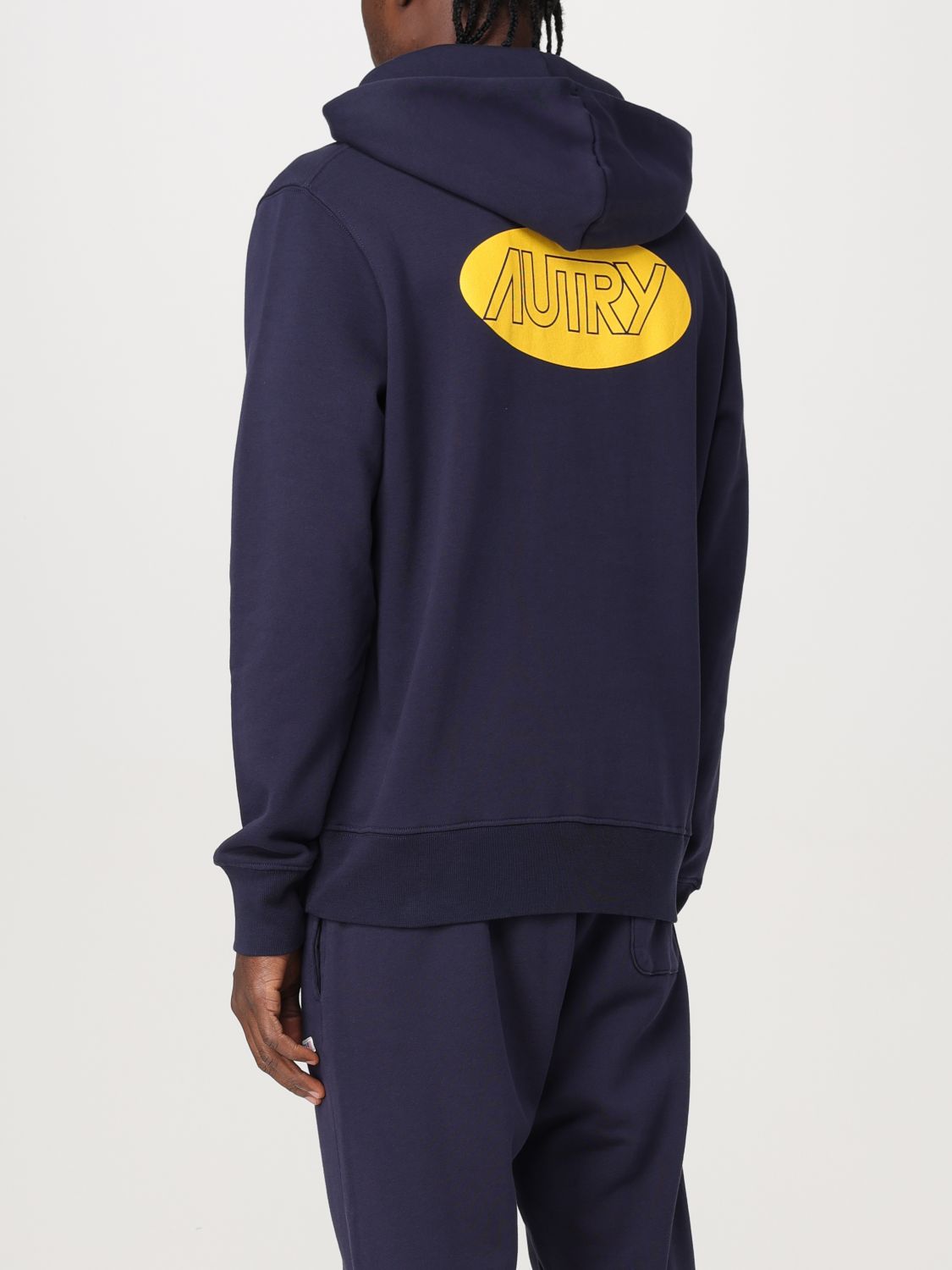 Logo-print cotton hoodie - Blue