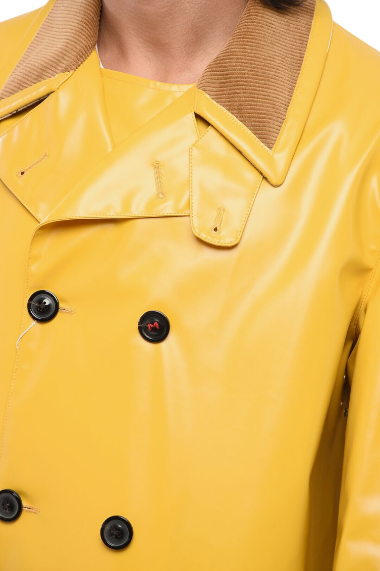 Coated-finish double-breasted coat