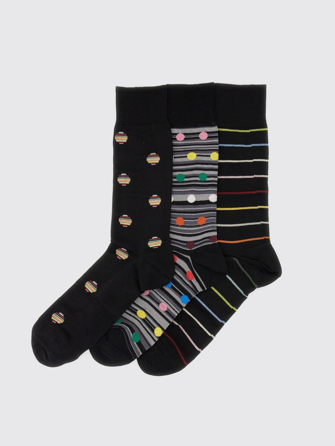 Striped polka-dot socks - Black