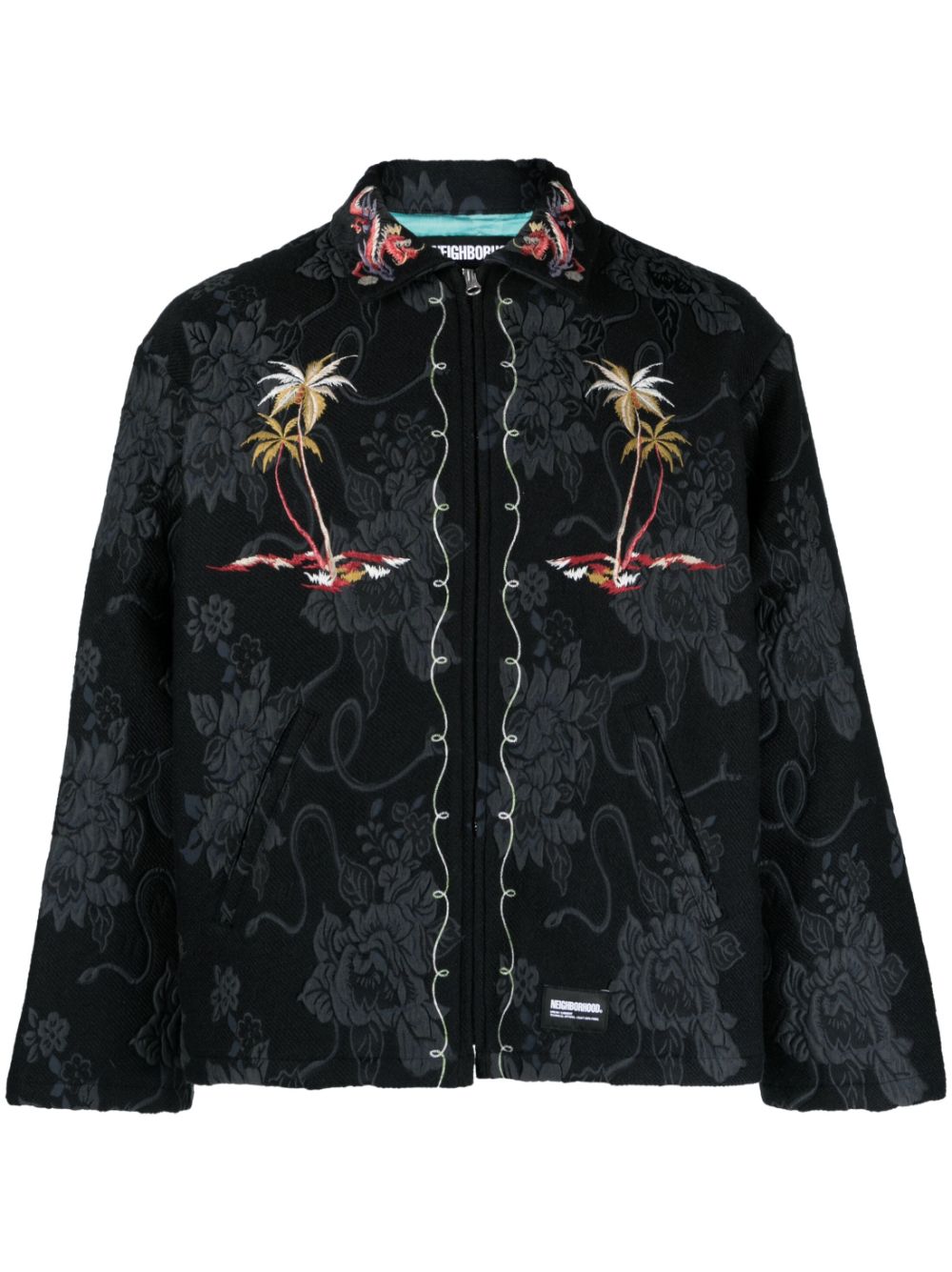 Souvenir jacquard shirt jacket - Black