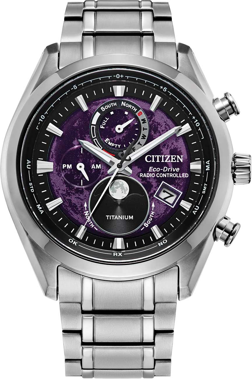 Watch Eco-Drive Tsuki-yomi A-T 43mm with Purple Dial