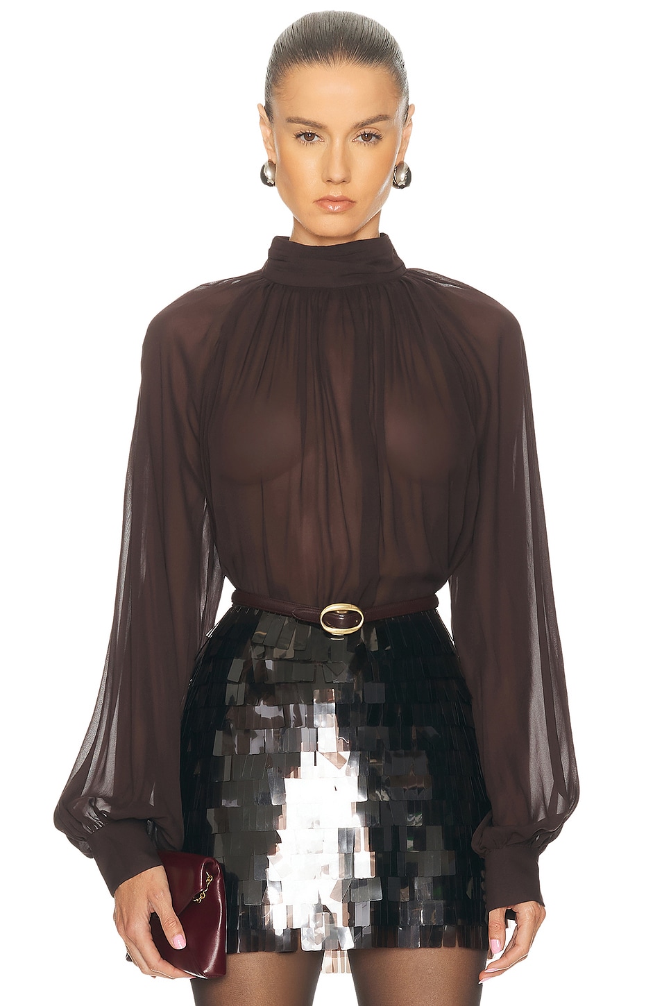 NICHOLAS Solene Top in Cacao - Chocolate. 8 also