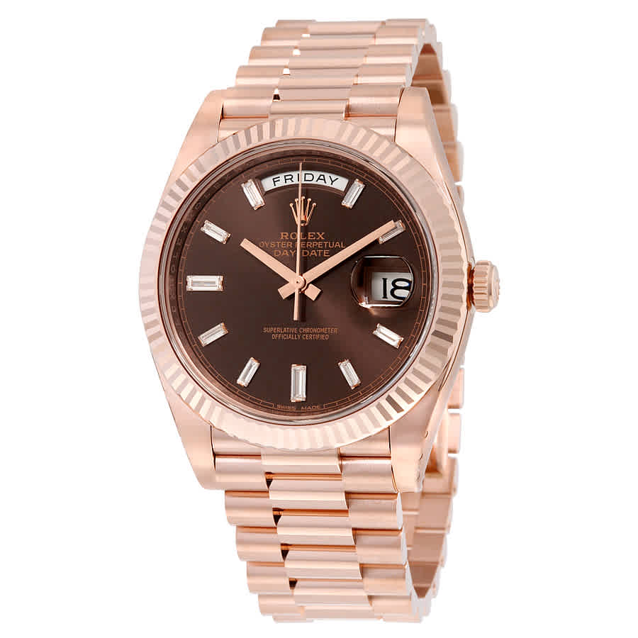 Day-Date 40 Chocolate Dial 18K Everose Gold President Automatic Mens Watch 228235CHDP