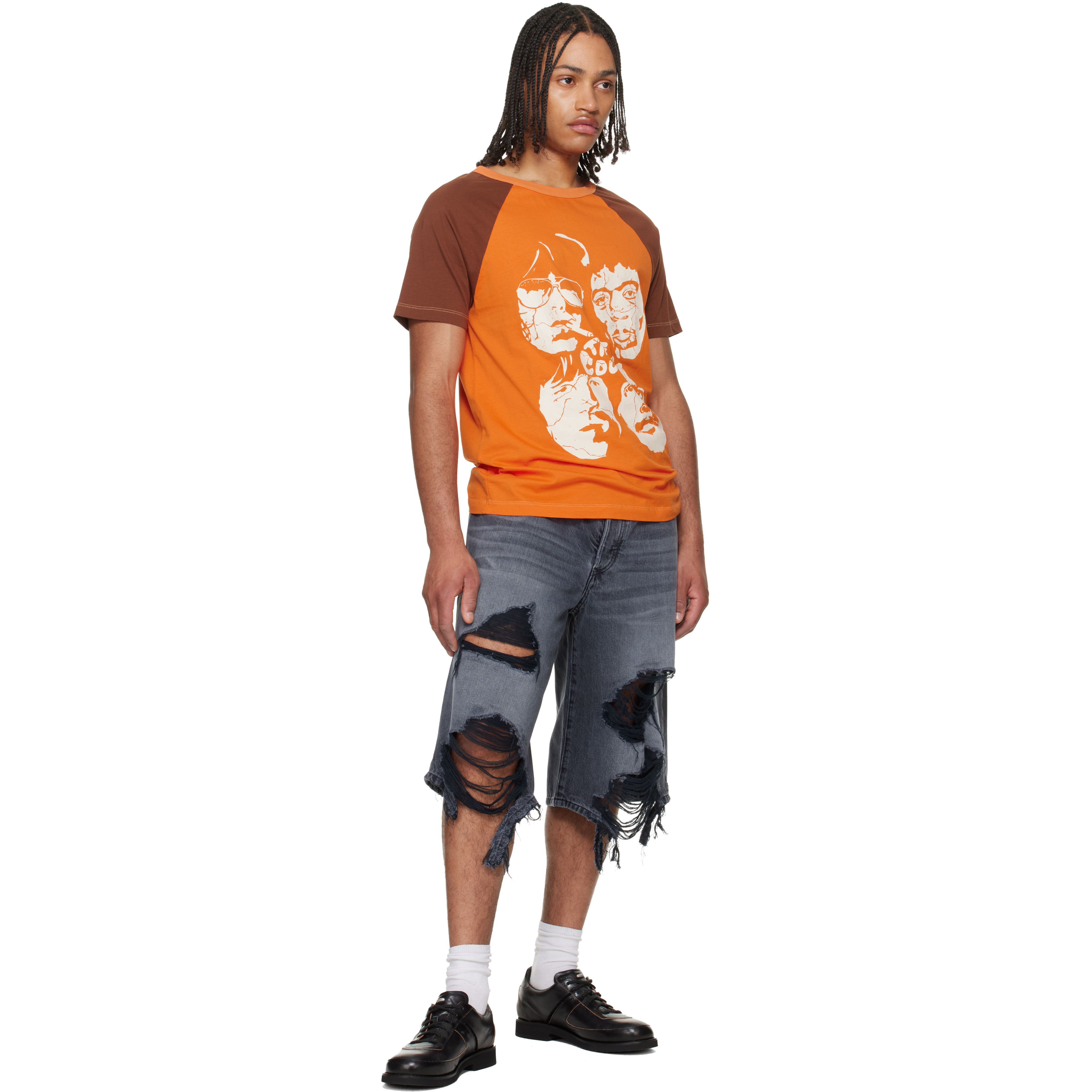 Black Zander Rigid Denim Baggy Shorts