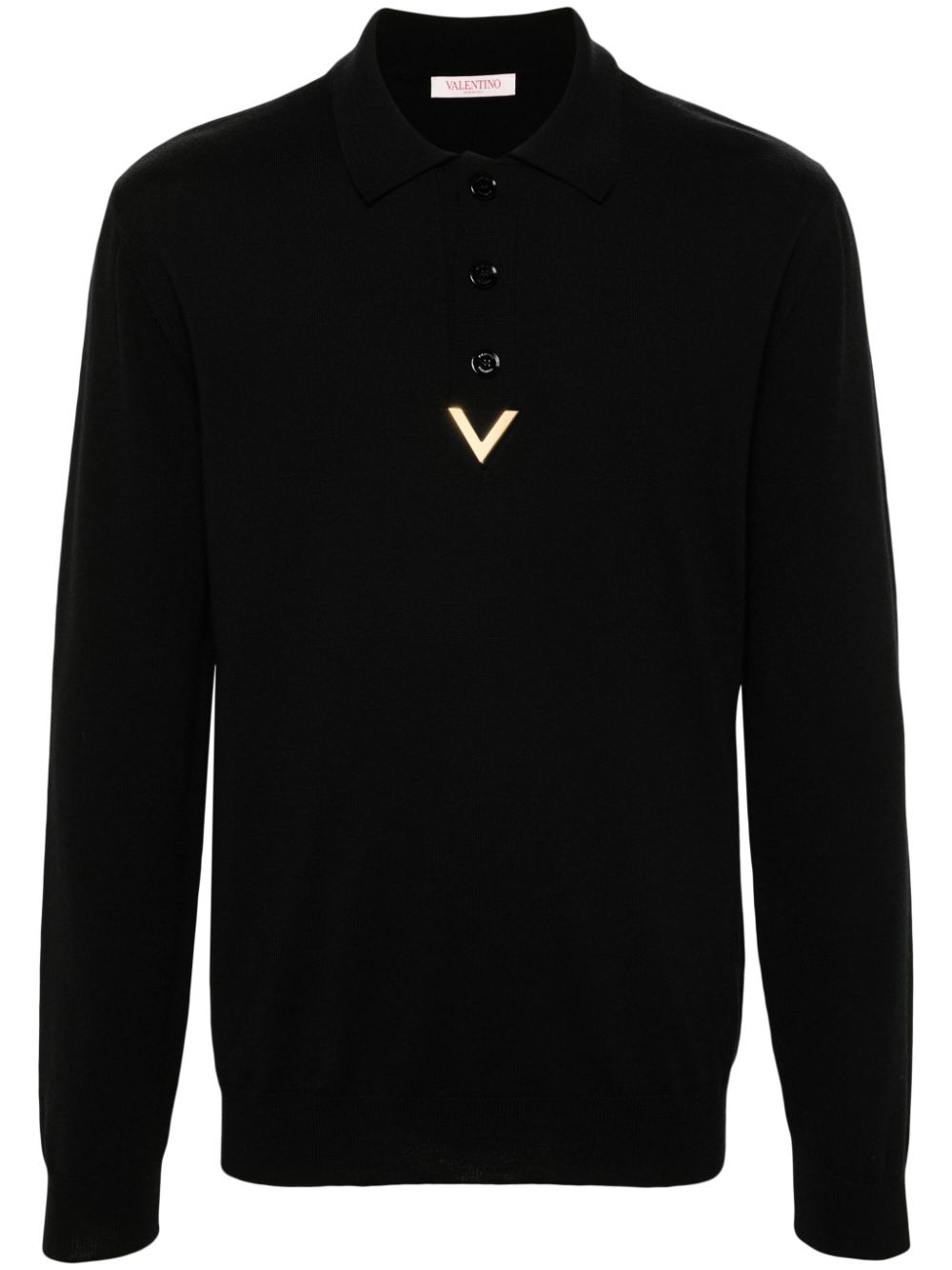 VGold-detail polo shirt - Black