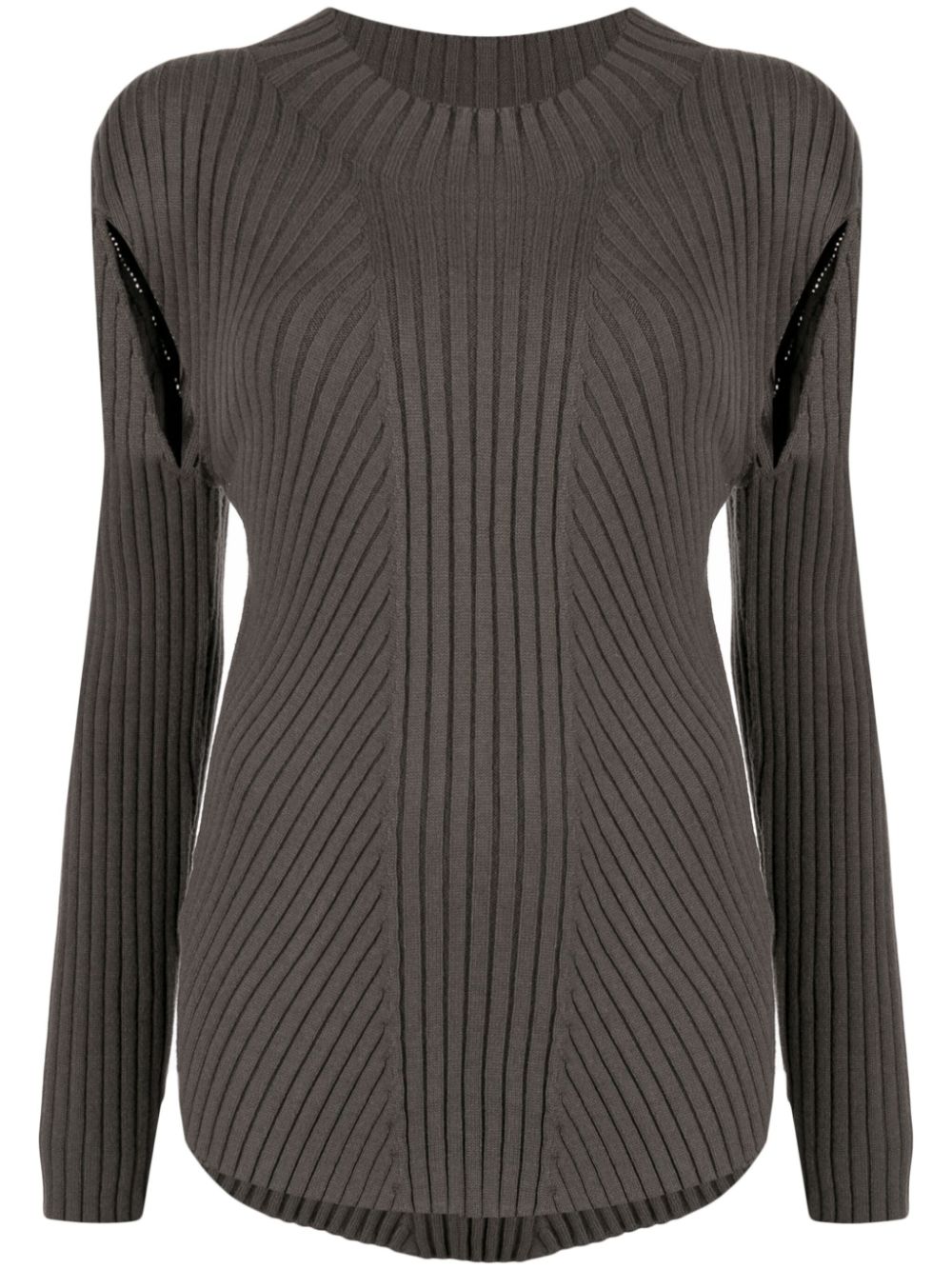 Cut-out detailing ribbed-knit jumper - Green