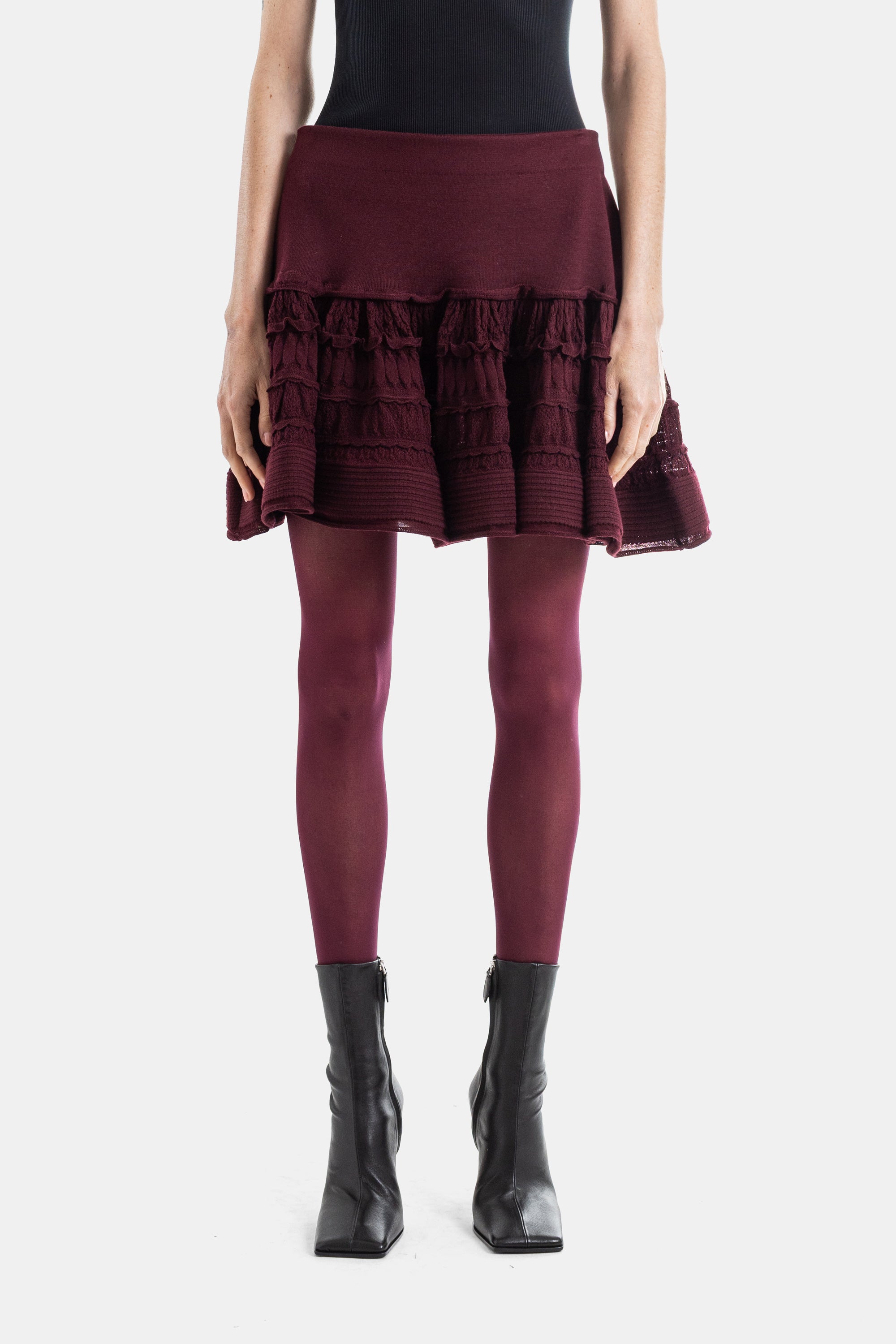 Maison Ruffle Mini Skirt Skirt — Red
