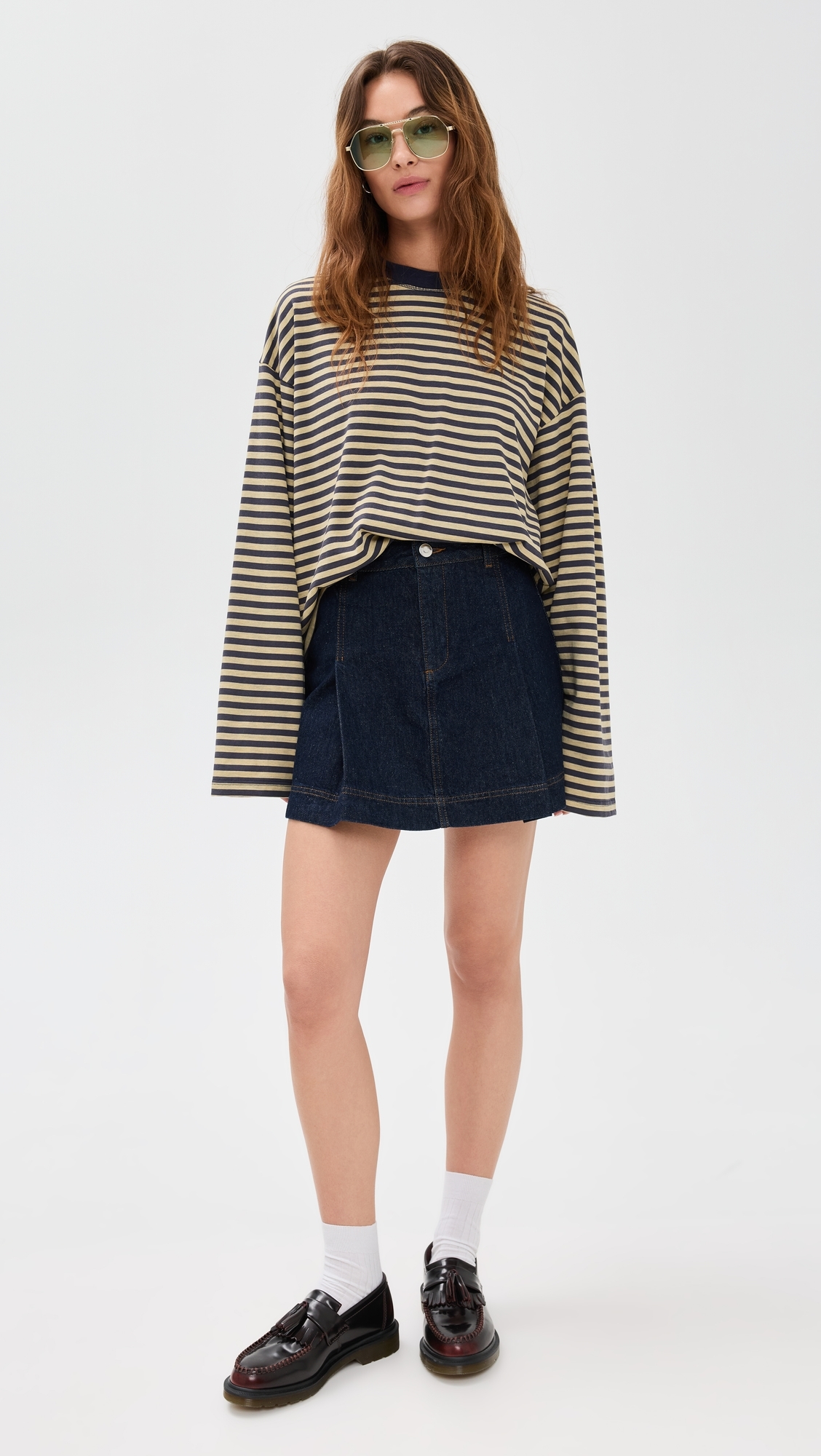 Bloom Long Sleeve Tee Beige Stripe