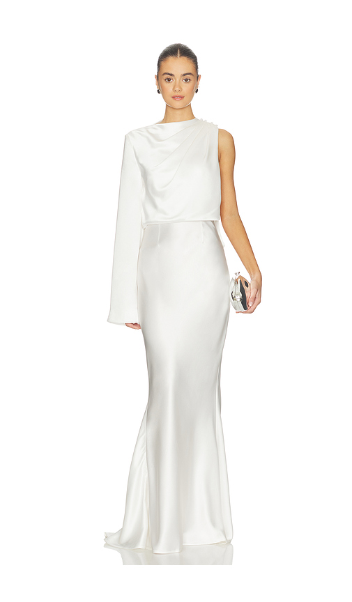 MISHA The Mantello Satin Dress in Ivory. XXS. Also in