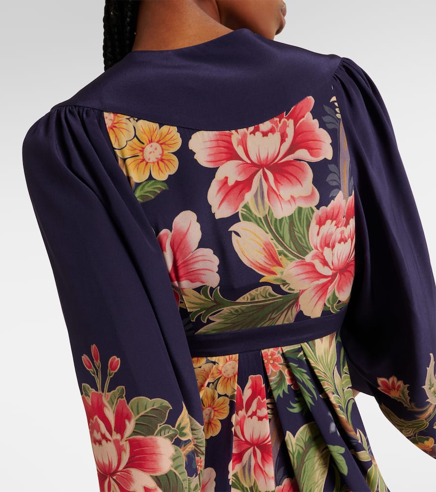 Floral silk crêpe de chine maxi dress