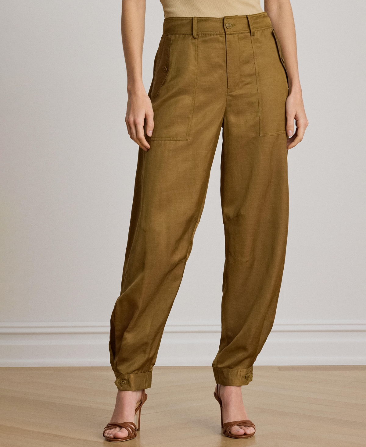 Women's Shantung Barrel Cargo Pants - Tobacco Bronze