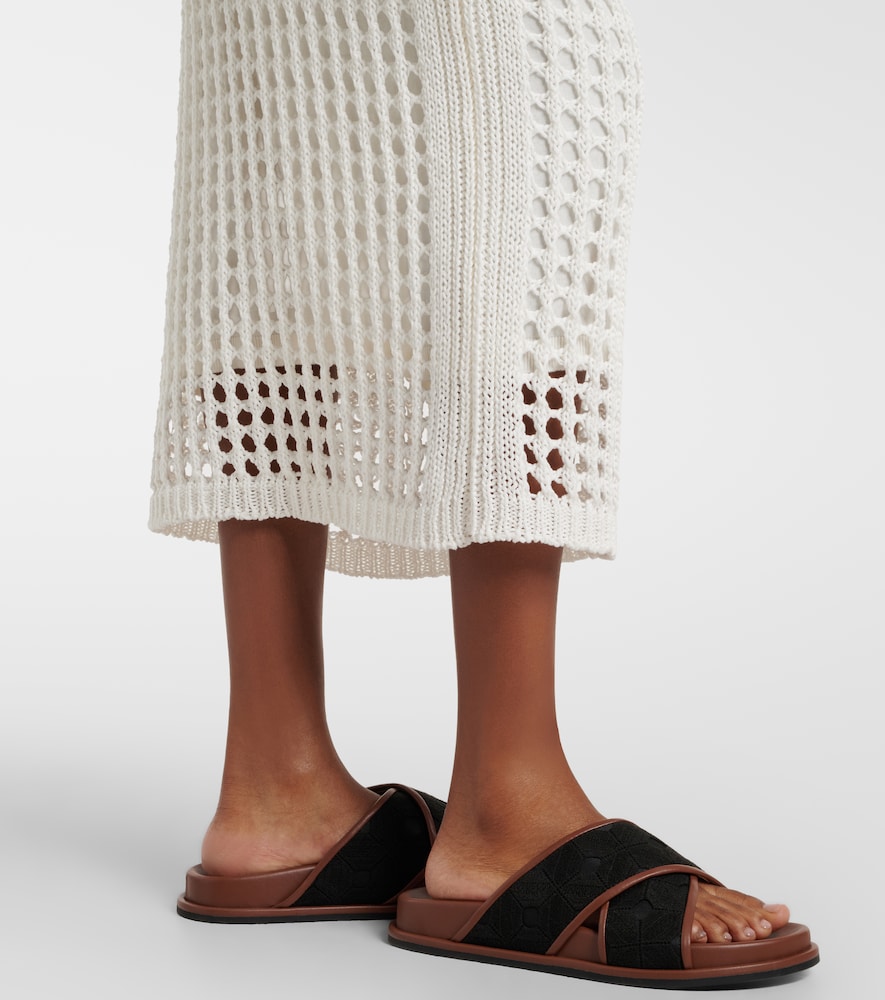Geode open-knit cotton midi skirt