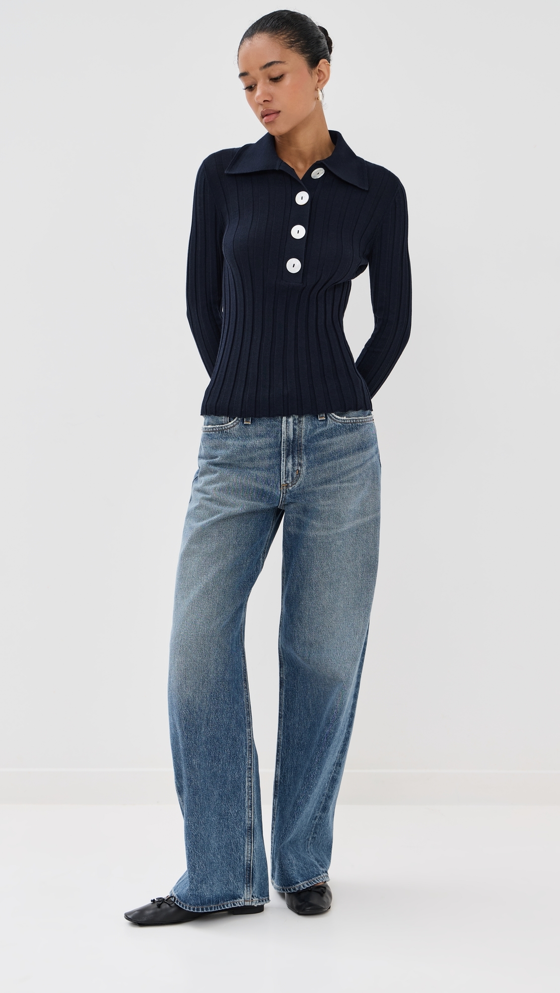 Sugarman Knit Long Sleeve Polo Navy