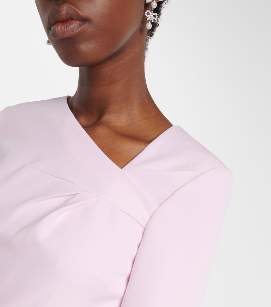 Asymmetric draped crêpe midi dress