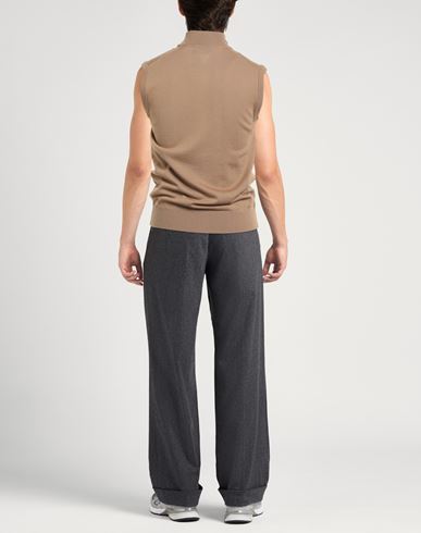 Man Cardigan Camel Size 38 Merino Wool