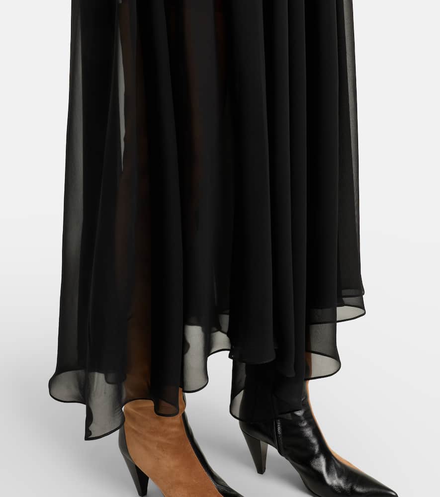 Edgar semi-sheer silk tulle midi dress
