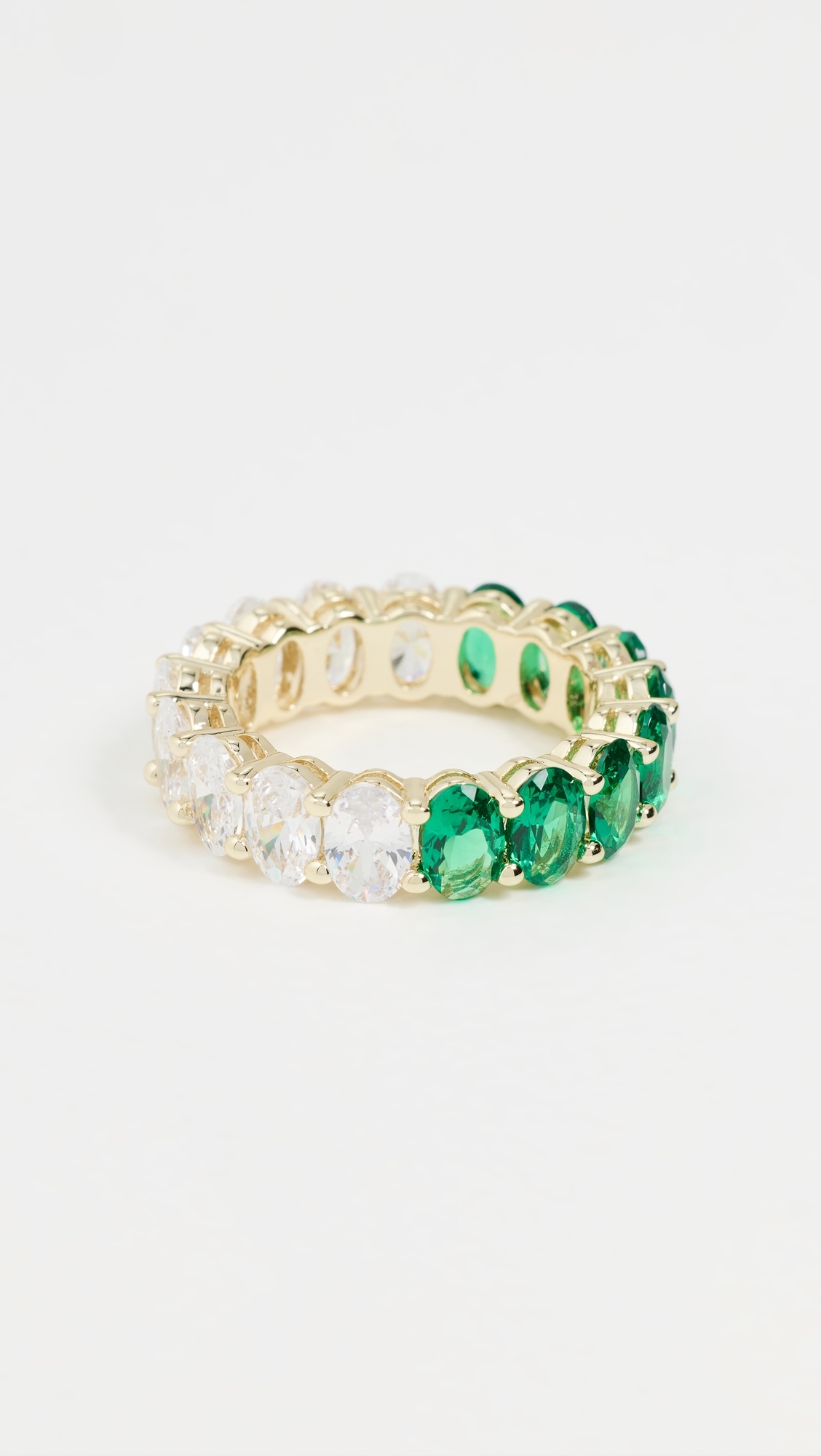 By Adina Eden Colored Oval Cubic Zirconia Half Half Eternity Band Emerald Green