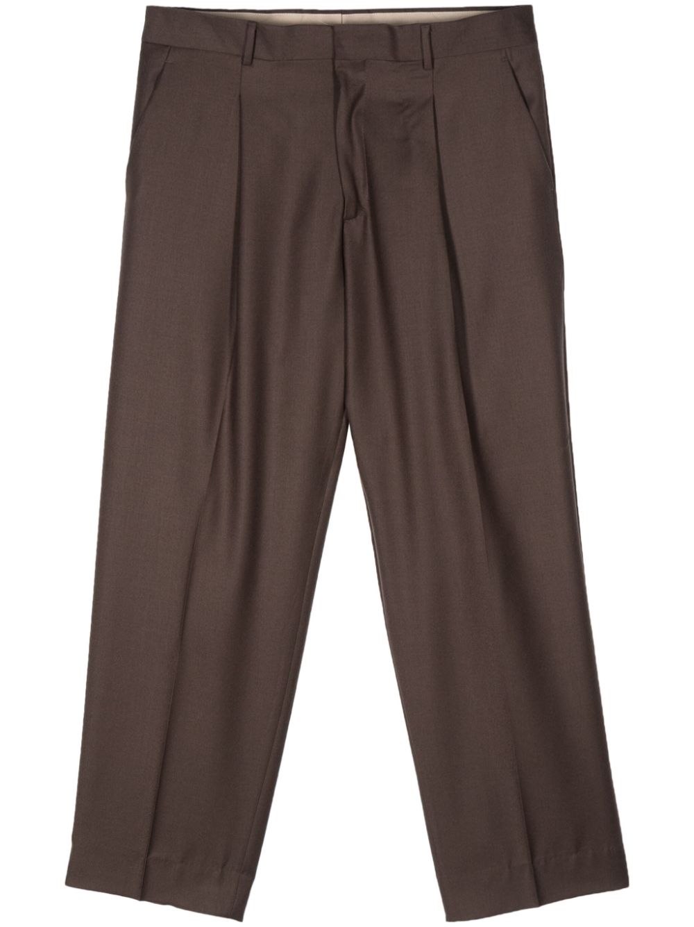 Virgin wool tailored trousers - Brown