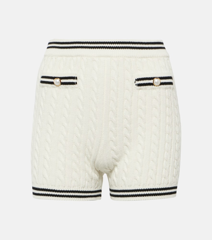 Striped cable-knit cotton shorts