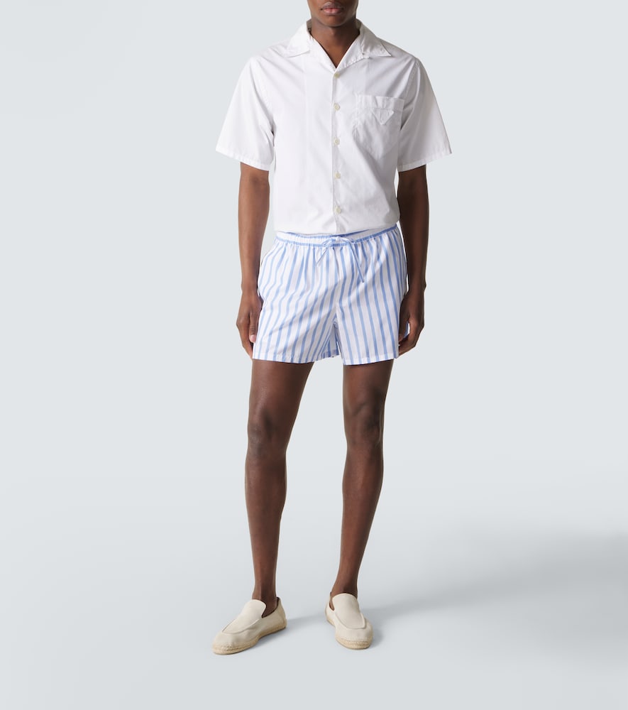 Striped cotton and silk poplin shorts